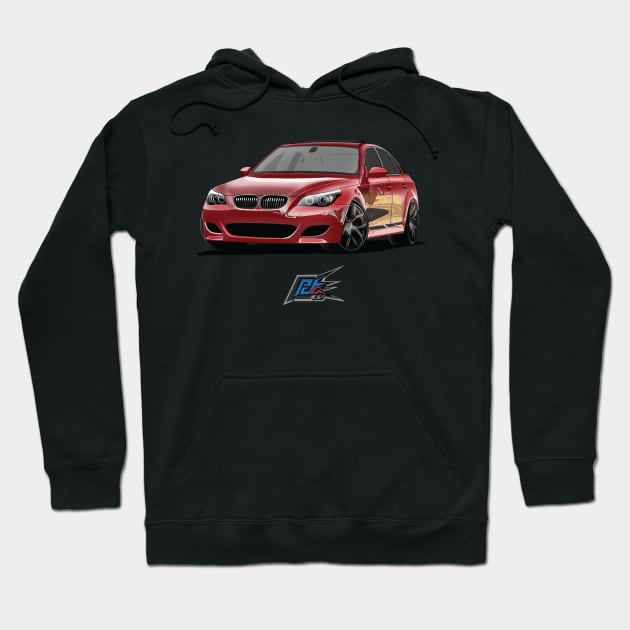 bmw m5 v10 red Hoodie by naquash